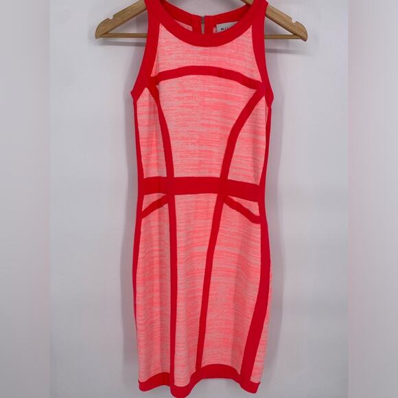 Milly Colorblock Pattern Mini Dress Orange Cocktail Sexy Bodycon Luxury Small - Picture 1 of 8
